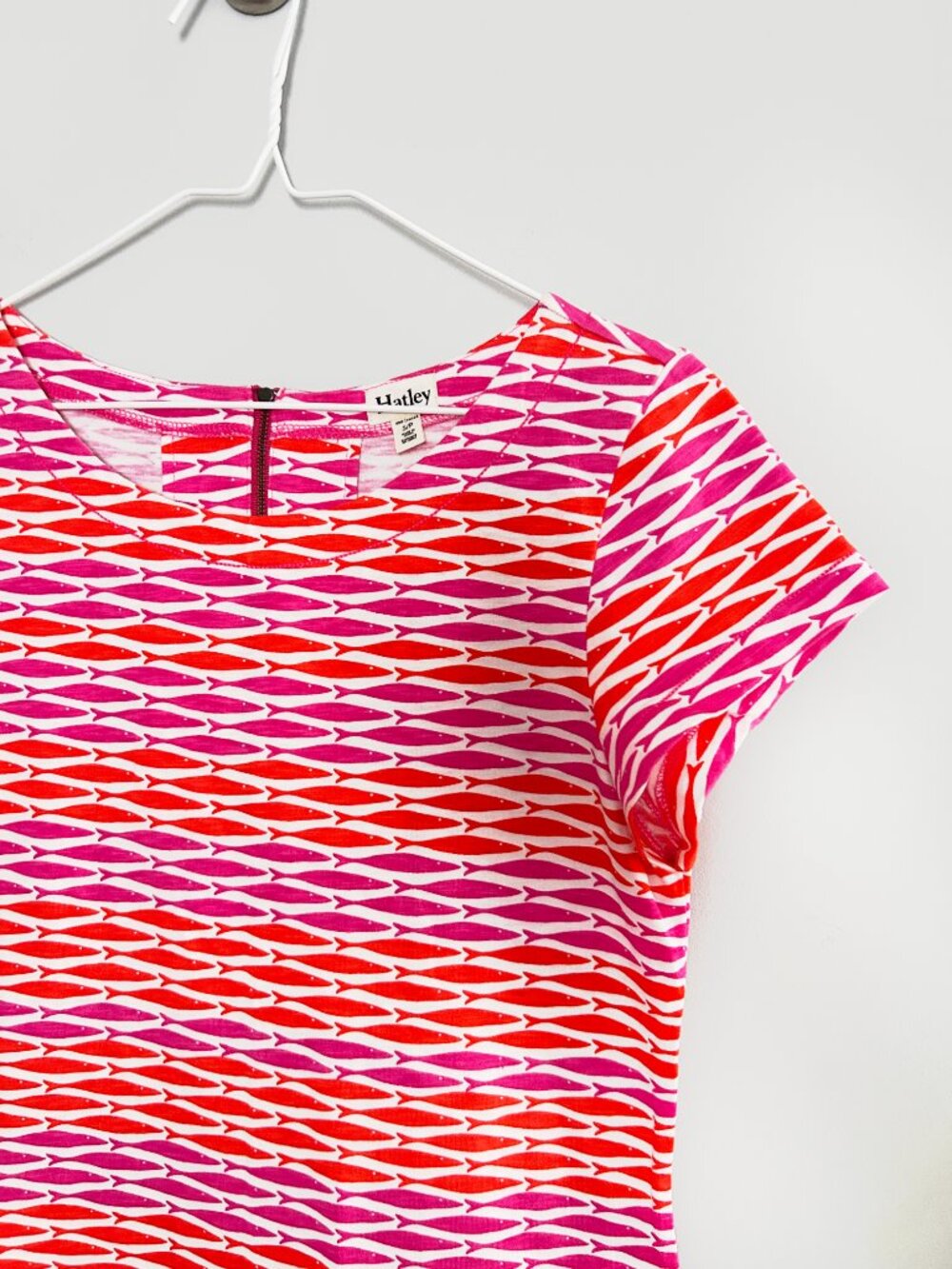 Hatley Pink Fish Pattern Tshirt Dress 100% Cotton Casual Summer Dress Size Small